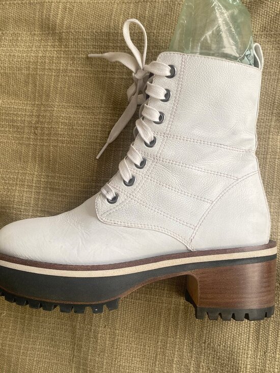 Sies Marjan White Leather Jessa Platform Combat Boots Shoes Size 38 7.5 $995 main image 9
